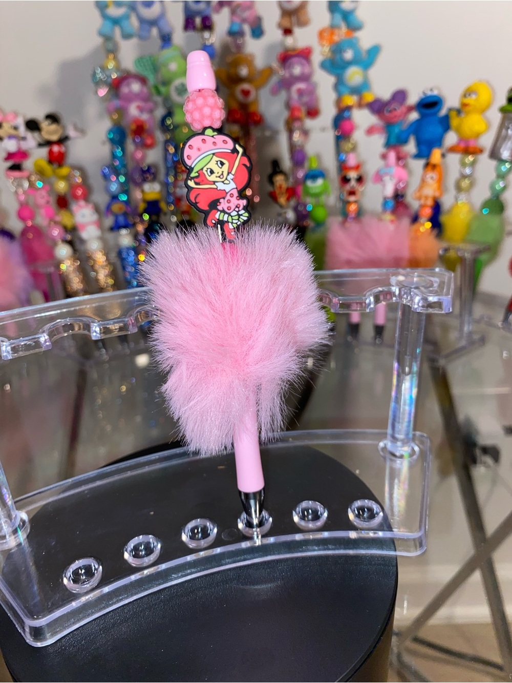 Strawberry Shortcake Character Pink Fluffy Ballpoint Pen